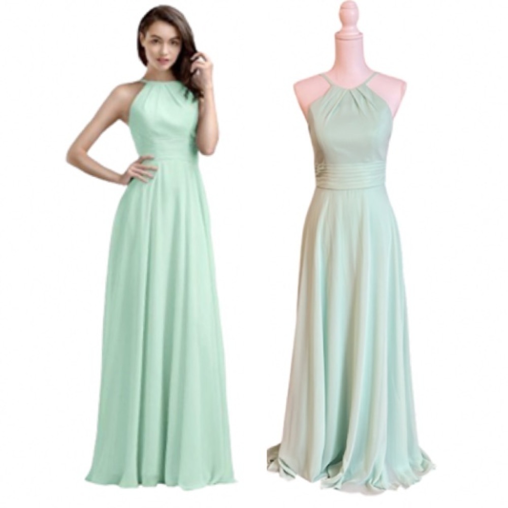 Awei or AW Bridal Dress Gown Mint Green maxi halter neckline